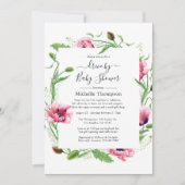 水彩ピンクポピーウェディング 招待状 (正面)