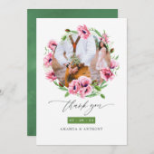 水彩ピンクポピー結婚ズの写真 サンキューカード (正面/裏面)
