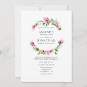 水彩ピンクポピー結婚ズ 招待状 (正面)