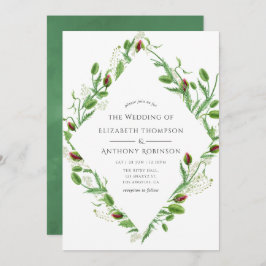 水彩ピンクポピー結婚ズ 招待状