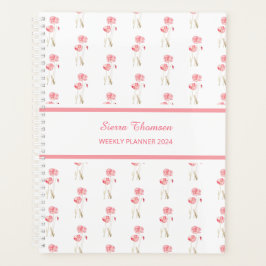 水彩ピンクポピー花柄週間プランナー プランナー手帳