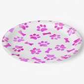 水彩ピンクポープリント ペーパープレート (アングル)