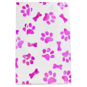 水彩ピンクポープリント ミディアムペーパーバッグ (正面)