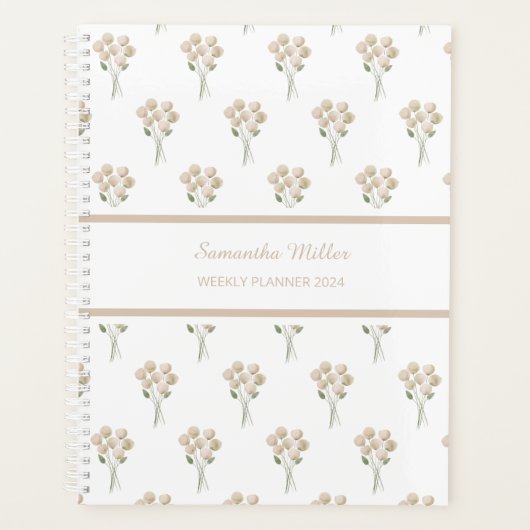 水彩ピンクポ淡い色のシーパターンウィークリープランナー プランナー手帳 (正面)