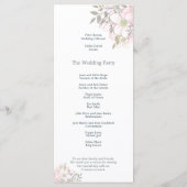 水彩ピンクマグノリアス蝶のスクリプ結婚ト プログラム (裏面)