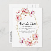 水彩ピンクマグノリアフラワーズ 案内ポストカード (正面/裏面)