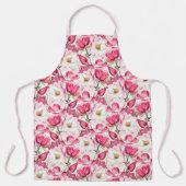 水彩ピンクマグノリア花パターン エプロン (正面)