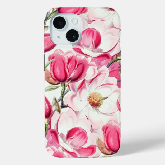 水彩ピンクマグノリア花パターン Case-Mate iPhoneケース (裏面)