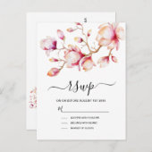 水彩ピンクマグノリア花 インビテーションポストカード (正面/裏面)