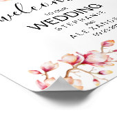 水彩ピンクマグノリア花 ポスター (角)