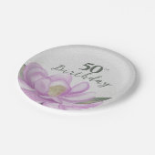水彩ピンクマグノリア50誕生日 ペーパープレート (アングル)