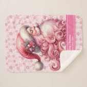 水彩ピンクマスサンタネームブランケットfor Girls シェルパブランケット (正面(横))