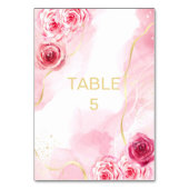 水彩ピンクマゼンタバラ表番号 テーブルナンバー (正面)