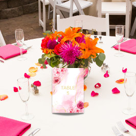 水彩ピンクマゼンタバラ表番号 テーブルナンバー