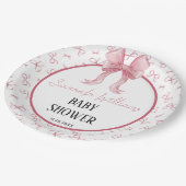 水彩ピンクミニマルエレガントリストゲールベイビーシャワー ペーパープレート (アングル)