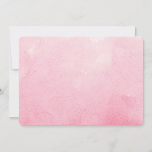 水彩ピンクモノグラムフォトコラージュガール誕生 案内状 (裏面)