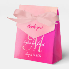 水彩ピンクモノグラム結婚式の引き出物 フェイバーボックス
