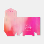 水彩ピンクモノグラム結婚式の引き出物 フェイバーボックス (折り畳みなし)