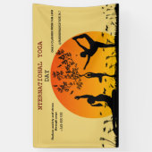 水彩ピンクヨガ仲介インストラクターヒーラー 横断幕 (縦)