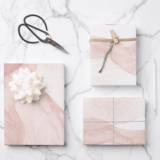 水彩ピンクラッピング紙シート、マット ラッピングペーパーシート (正面)