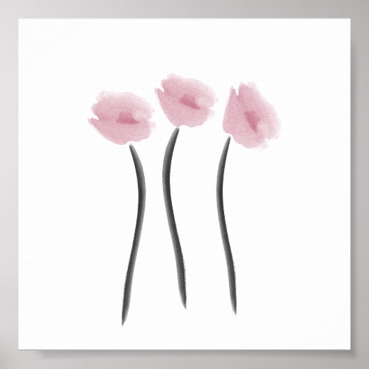 水彩ピンクラブアネモネの花 ポスター (正面)