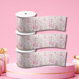 水彩ピンクラマXOXO サテンリボン