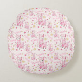 水彩ピンクラマXOXO ラウンドクッション (正面)