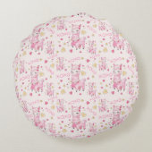 水彩ピンクラマXOXO ラウンドクッション (裏面)