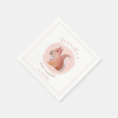水彩ピンクリス赤ちゃんシャワーかわいい動物 スタンダードカクテルナプキン (角)