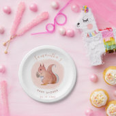 水彩ピンクリス赤ちゃんシャワーかわいい動物 ペーパープレート (パーティー)
