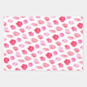 水彩ピンクリップ。パターンシック、トレンディーデザイン ラッピングペーパーシート (正面2)