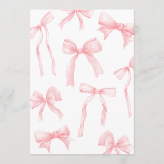 水彩ピンクリボンボー ベイビーシャワー 招待状 (裏面)