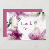 水彩ピンクリリーフローラありがとう サンキューカード (正面/裏面)