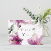 水彩ピンクリリーフローラありがとう サンキューカード (スタンド正面)