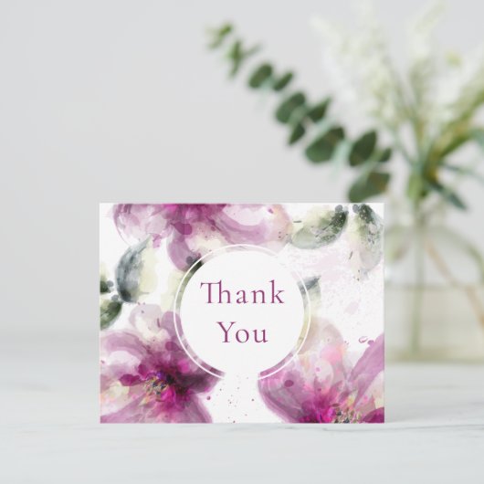 水彩ピンクリリーフローラビジネスありがとう サンキューカード (スタンド正面)