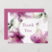 水彩ピンクリリーフローラビジネスありがとう サンキューカード (正面/裏面)
