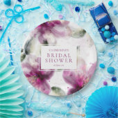 水彩ピンクリリー花のウェディングシャワー ペーパープレート (パーティー)