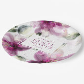 水彩ピンクリリー花のウェディングシャワー ペーパープレート (アングル)