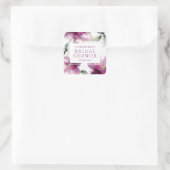 水彩ピンクリリー フラワーブライダルシャワー スクエアシール (バッグ)