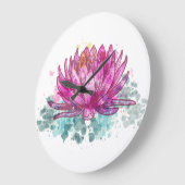 水彩ピンクレンコン ラージ壁時計 (傾斜)