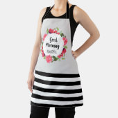 水彩ピンクローズアンドレッドポピーリース円 エプロン (インサイチュ)