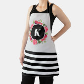 水彩ピンクローズアンドレッドポピーリース円 エプロン (インサイチュ)