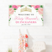 水彩ピンクローズウェルカムキンセアニェラ 横断幕 (インサイチュ)