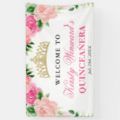 水彩ピンクローズウェルカムキンセアニェラ 横断幕 (縦)