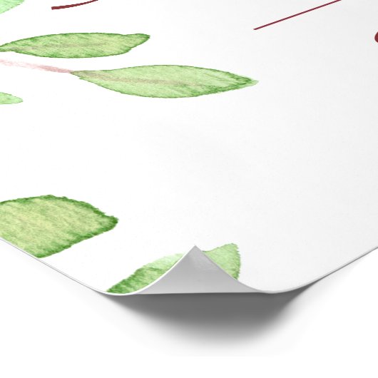 水彩ピンクローズガーデンバプティスウェルカムサイン ポスター (角)