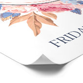 水彩ピンクローズシック結婚ズウェルカム ポスター (角)