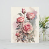 水彩ピンクローズスクラップブック紙 (スタンド正面)