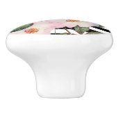 水彩ピンクローズバレリナモノグラムストライプズ セラミックノブ (側面)