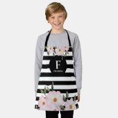 水彩ピンクローズバレリナモノグラムストライプS エプロン (着用した状態)