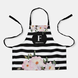 水彩ピンクローズバレリナモノグラムストライプS エプロン